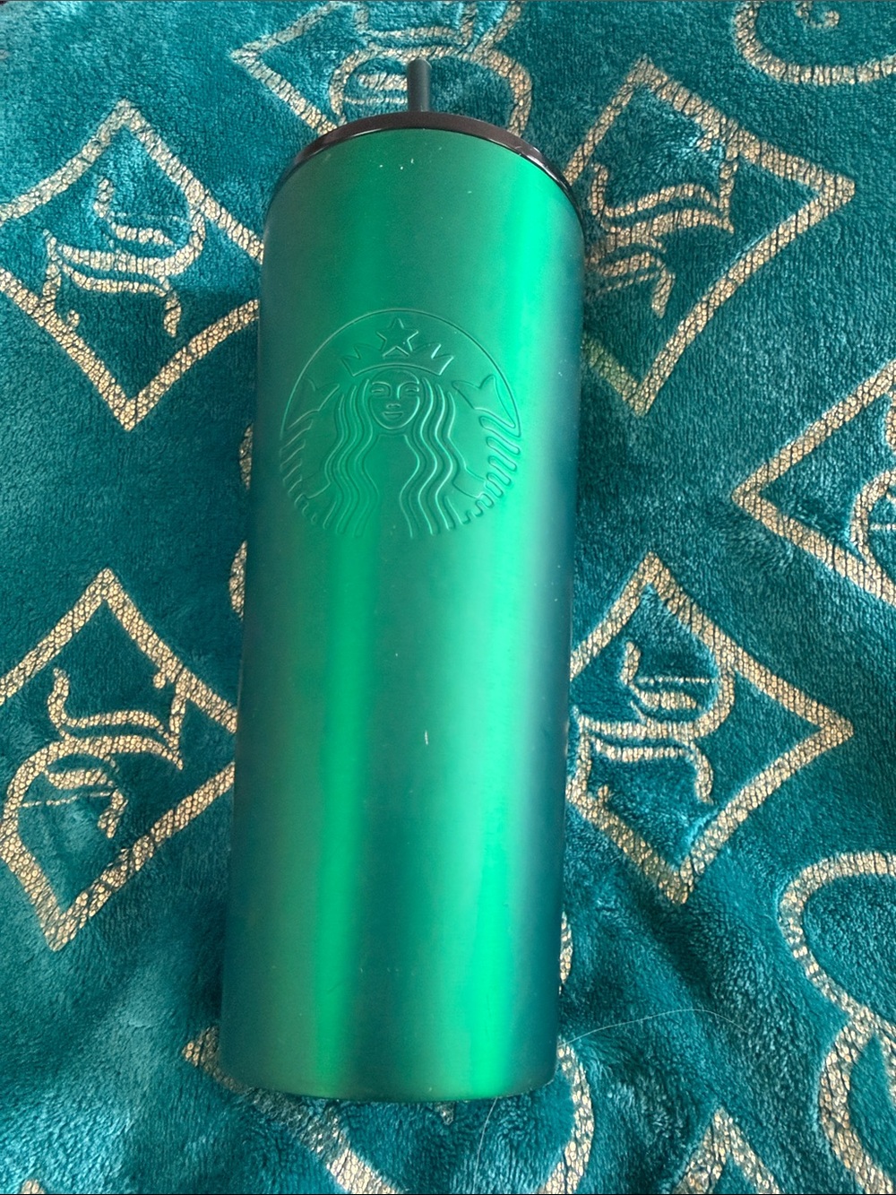 Starbucks Emerald Green Stainless Tumbler with Embossed Logo 22oz.